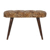 Leopard Print Deep Button Bench - Walnut
