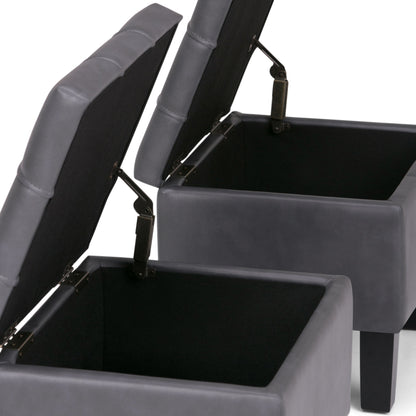 Dover - 3 Piece Storage Ottoman - Stone Gray
