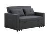Zoey - Linen Convertible Sleeper Loveseat With Side Pocket - Dark Gray
