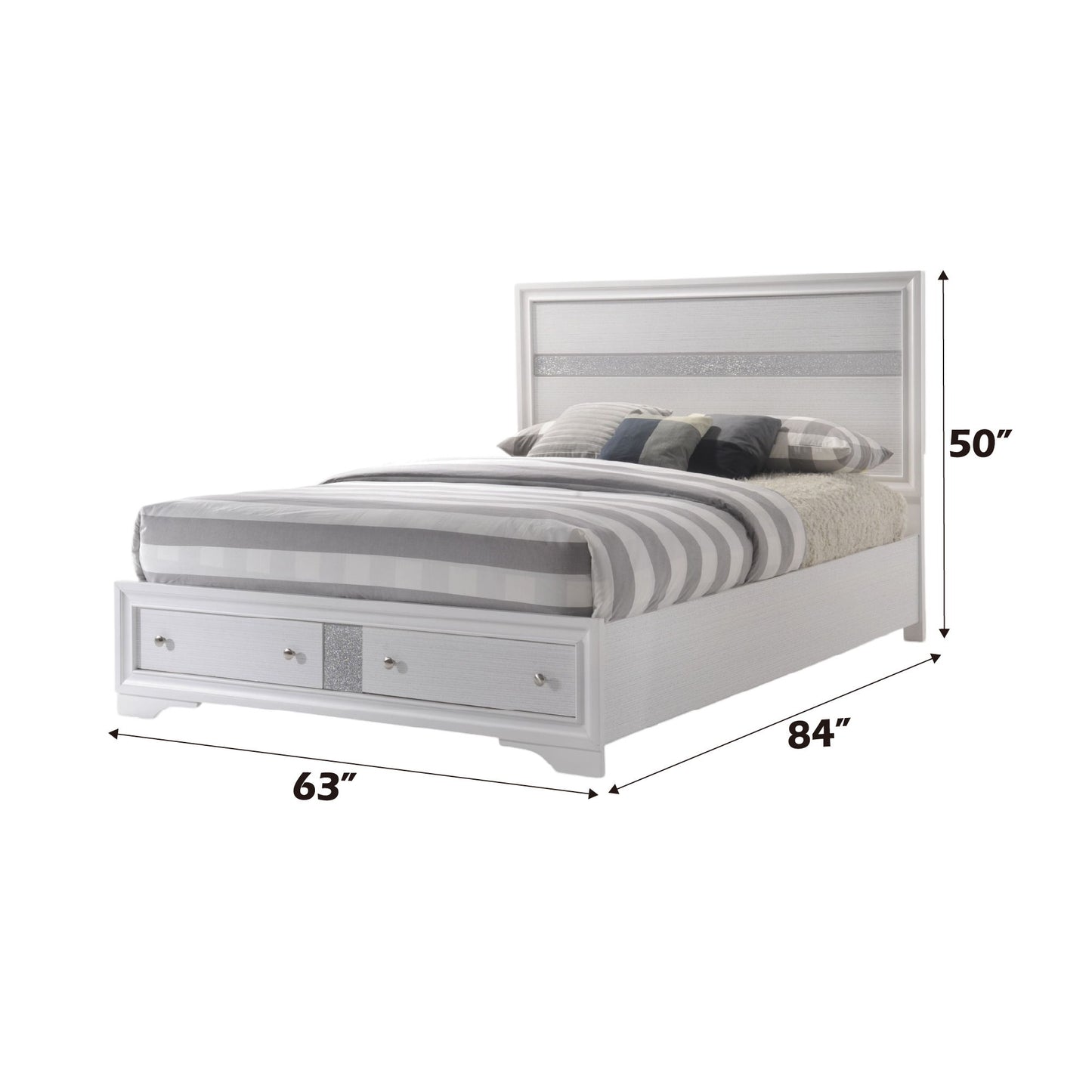 Naima - Queen Bed With Storage - White