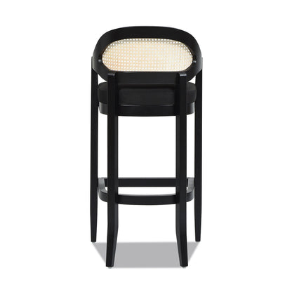 Americana - Mid-Century Modern Cane Back Bar Stool - Jet Black