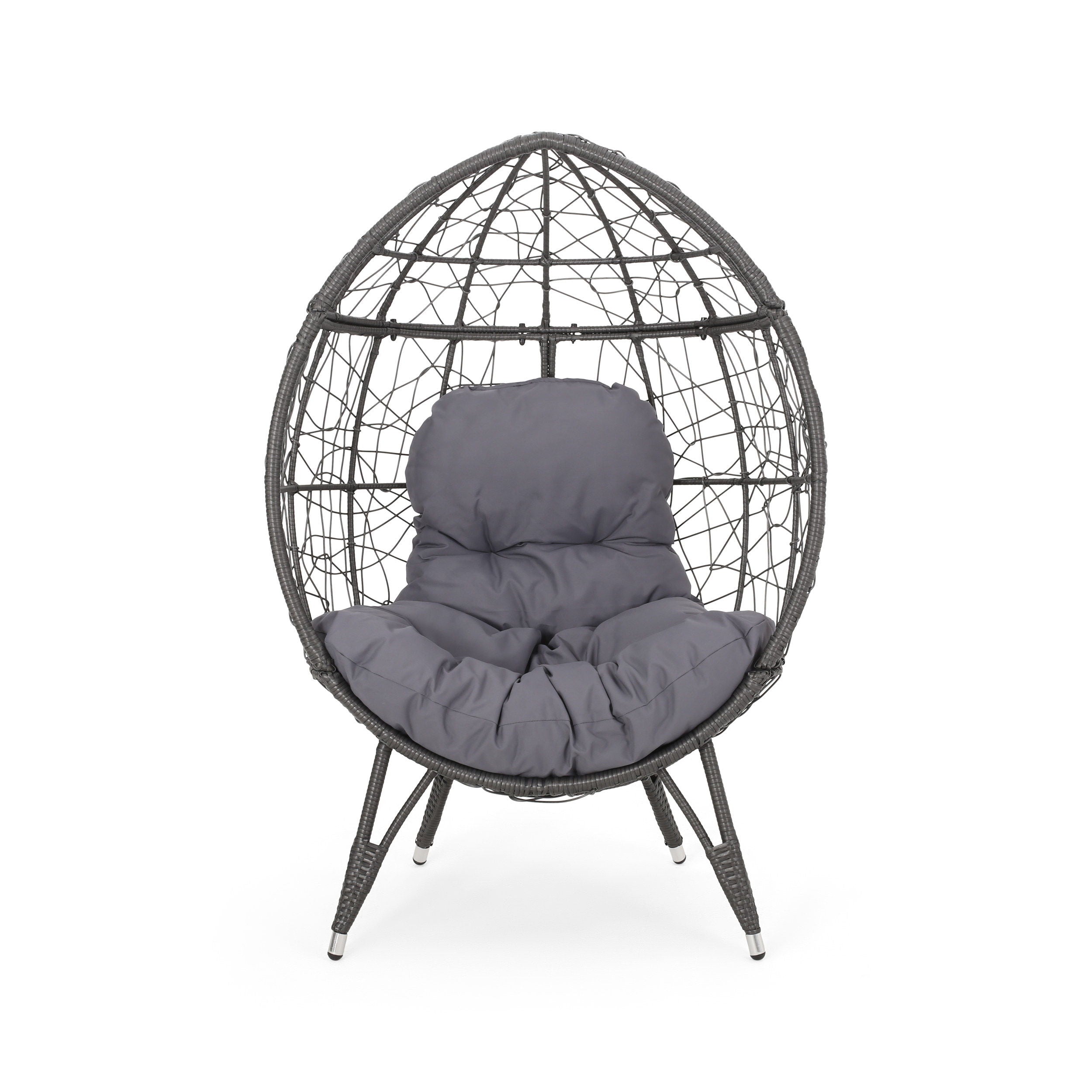 Cosmos - Round Hammered Iron Teardrop Chair - Gray