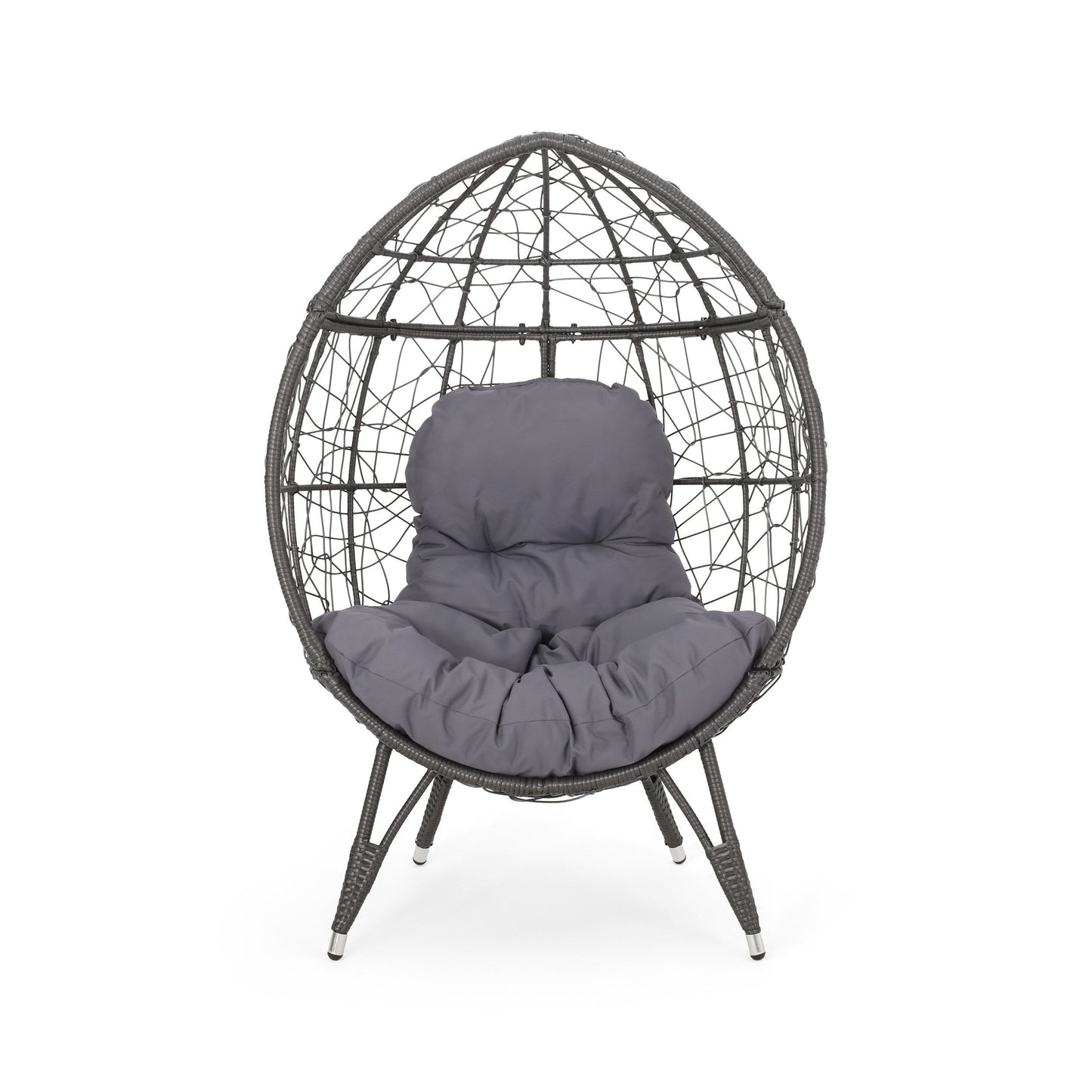Cosmos - Round Hammered Iron Teardrop Chair - Gray
