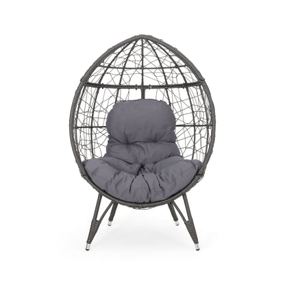 Cosmos - Round Hammered Iron Teardrop Chair - Gray