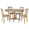 Modern Dining Table Set For 4, Round Table And 4 Kitchen Room Chairs, 5 Piece Kitchen Table Set For Dining Room, Dinette, Breakfast Nook - Natural Wood Wash