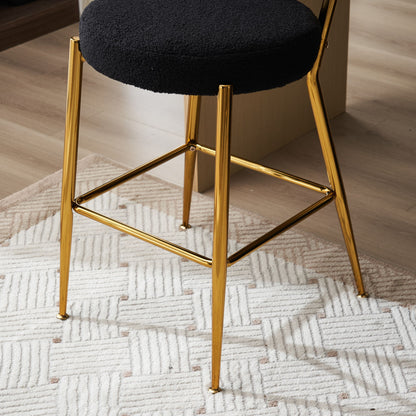 Modern Teddy Fabric Upholstered Bar Stools (Set of 4) - Black / Gold