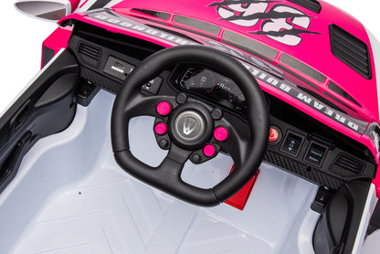 12V4A 20W*2 One Button Start, Forward And Backward, High And Low Speed, Music, Front Light, Power Display, Two Doors Can Open, 2.4G R / C, Seat Belt Four Wheel Absorber Kids Ride On Car - Pink