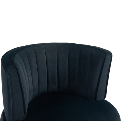 Coolmore - Swivel Barrel Chair, 360 Degree Round Armchair With Fluffy Velvet Upholstery For Living Room, Bedroom, Office - Black