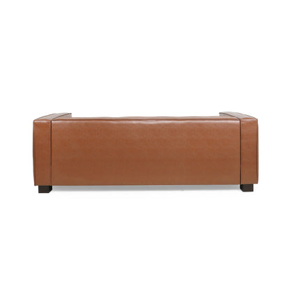Contemporary 3 Seater Sofa With Tuxedo Design - Light Brown