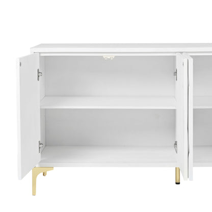 Creative Carved 4 Door Sideboard With Handleless Press To Open Design - White