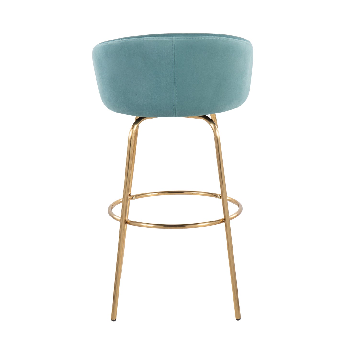 Claire - Contemporary / Glam Fixed Height Bar Stool Round Footrest (Set of 2) - Light Blue / Gold