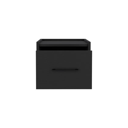 Floating Nightstand, Space Saving Design With Handy Drawer And Surface - Black