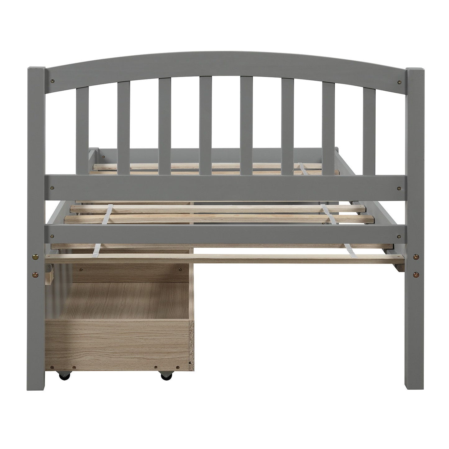 Twin Platform Storage Bed Frame With Two Drawers And Headboard - Gray