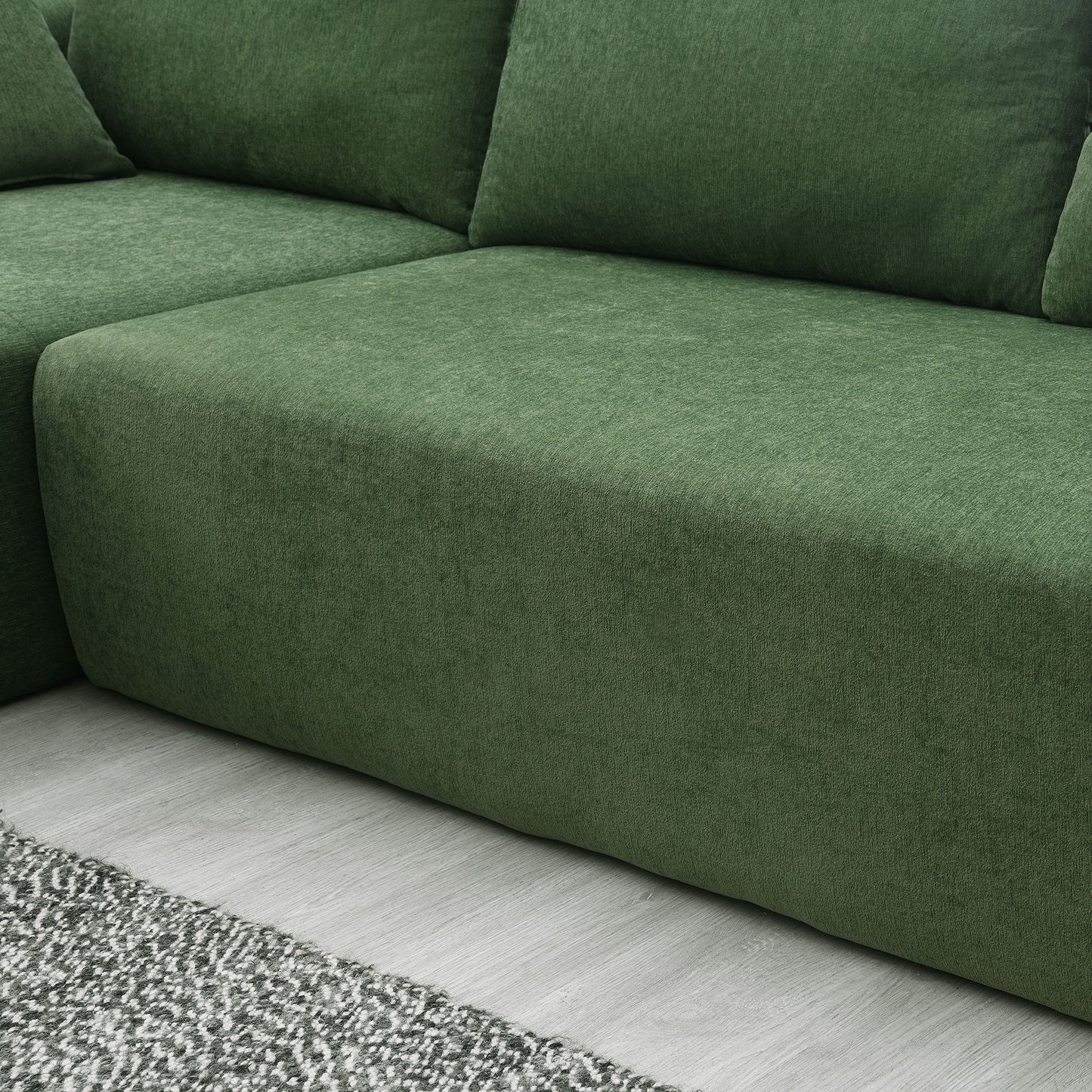Modular Sectional Living Room Sofa Set, Modern Minimalist Style Couch, Upholstered Sleeper Sofa Salon, 2 Piece Free Combination, L-Shape - Green