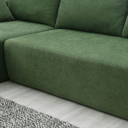Modular Sectional Living Room Sofa Set, Modern Minimalist Style Couch, Upholstered Sleeper Sofa Salon, 2 Piece Free Combination, L-Shape - Green