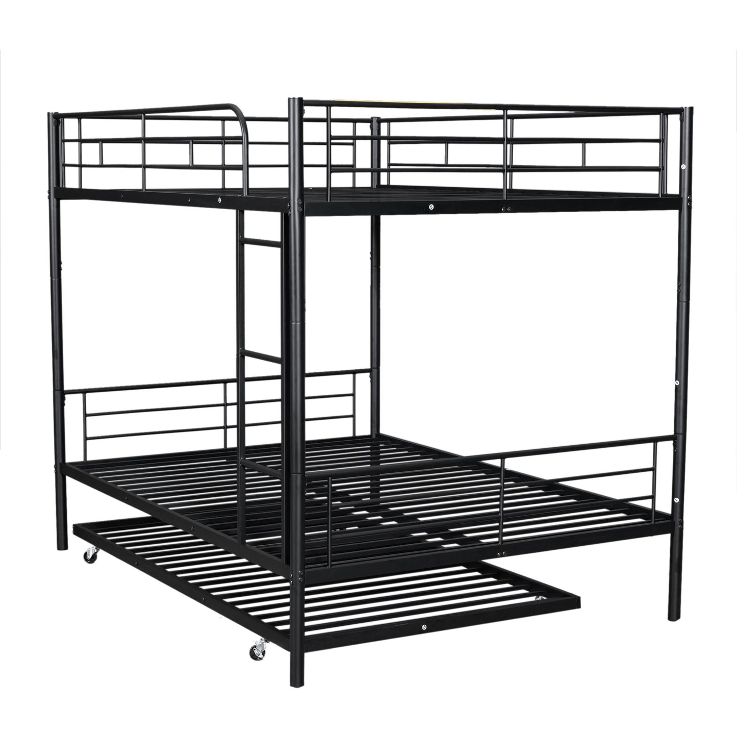 Full Over Full Metal Bunk Bed With Trundle - Black