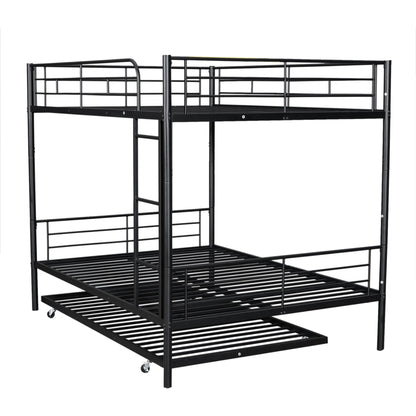 Full Over Full Metal Bunk Bed With Trundle - Black