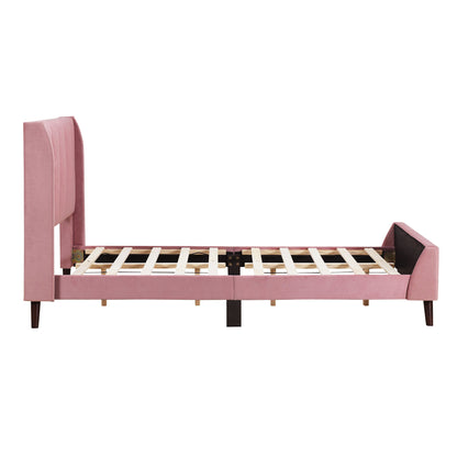 Twin Size Upholstered Platform Bed - Pink