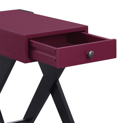 Fierce - Accent Table With Built In USB Port - Black / Burgundy