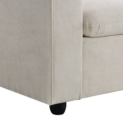 Modern Sectional Sofa With Throw Pillows, Cloud L Shaped Couch Set With Wide 4 Seat Comfy Couch Set With Movable Ottoman - Beige