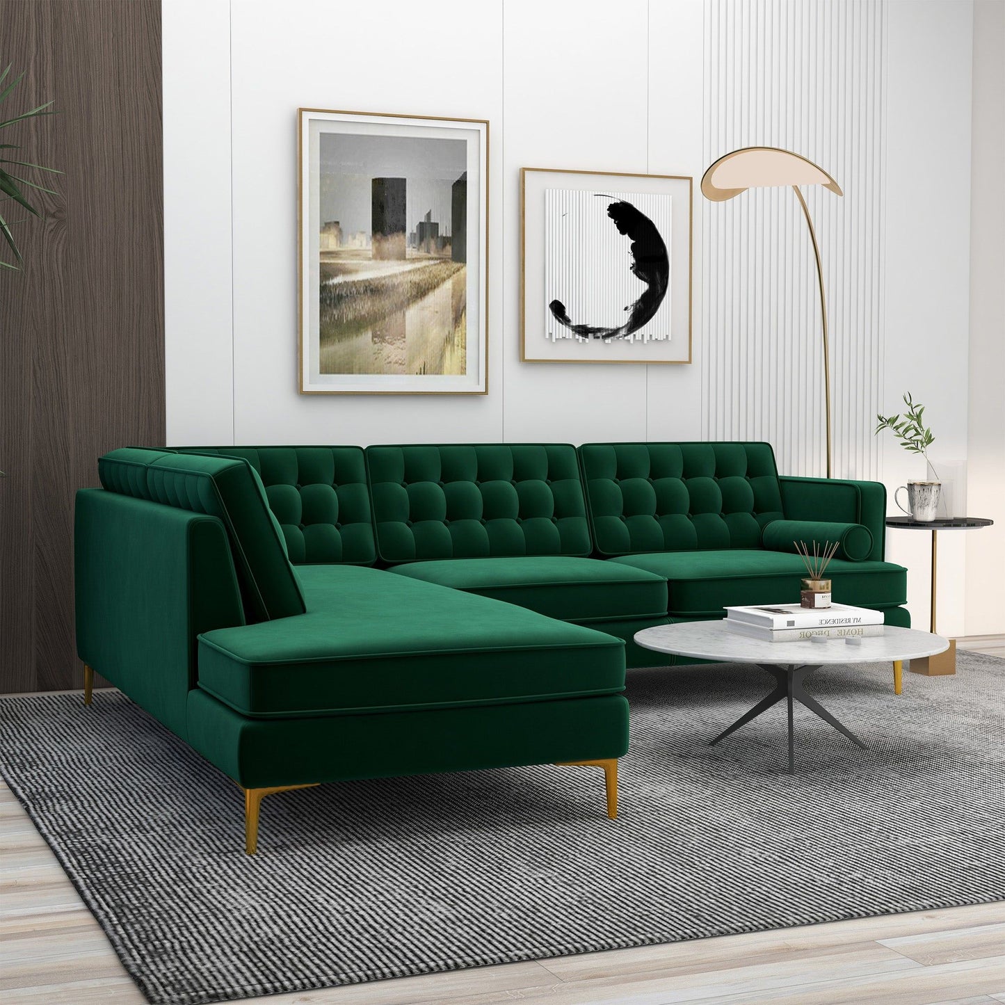 Brooke - Sectional Sofa Left Facing - Green