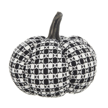 Plaid Pumpkin Decor, For Holiday Halloween Decoration - Black / White