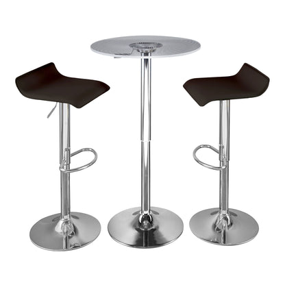 Spyra Ale - 3 Piece Contemporary Adjustable Bar With Light Up Set - Chrome / Clear / Brown