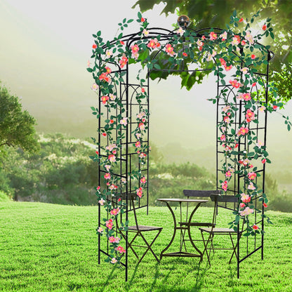 Metal Garden Arch Iron Garden Arbors Gazebo Dia High Birdcage Shape Pergola Pavilion For Wedding Ceremony Outdoor - Black