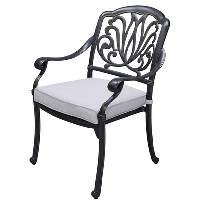 Patio Outdoor Aluminum Dining Armchair With Cushion (Set of 2) - Cast Silver