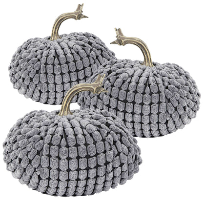 Chenille Weighted Pumpkin (Set of 3) - Gray