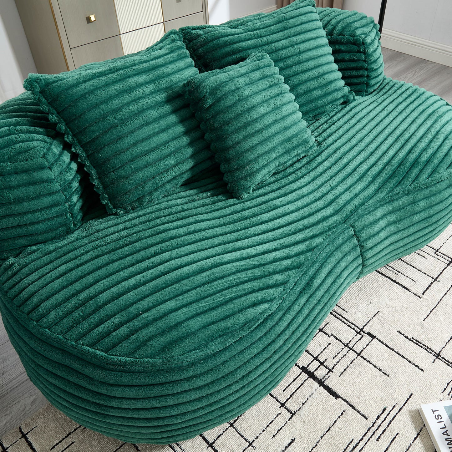 High Back Bean Bag Sofa Lounger For Adults And Kids, Indoor & Outdoor, Durable - Emerald