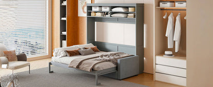 Queen Size Murphy Wall Bed With Sofa - Gray