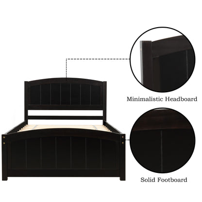Twin Platform Bed With Headboard, Footboard And Slat Support - Espresso