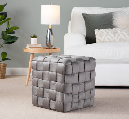 Square Braided Ottoman - Dark Gray