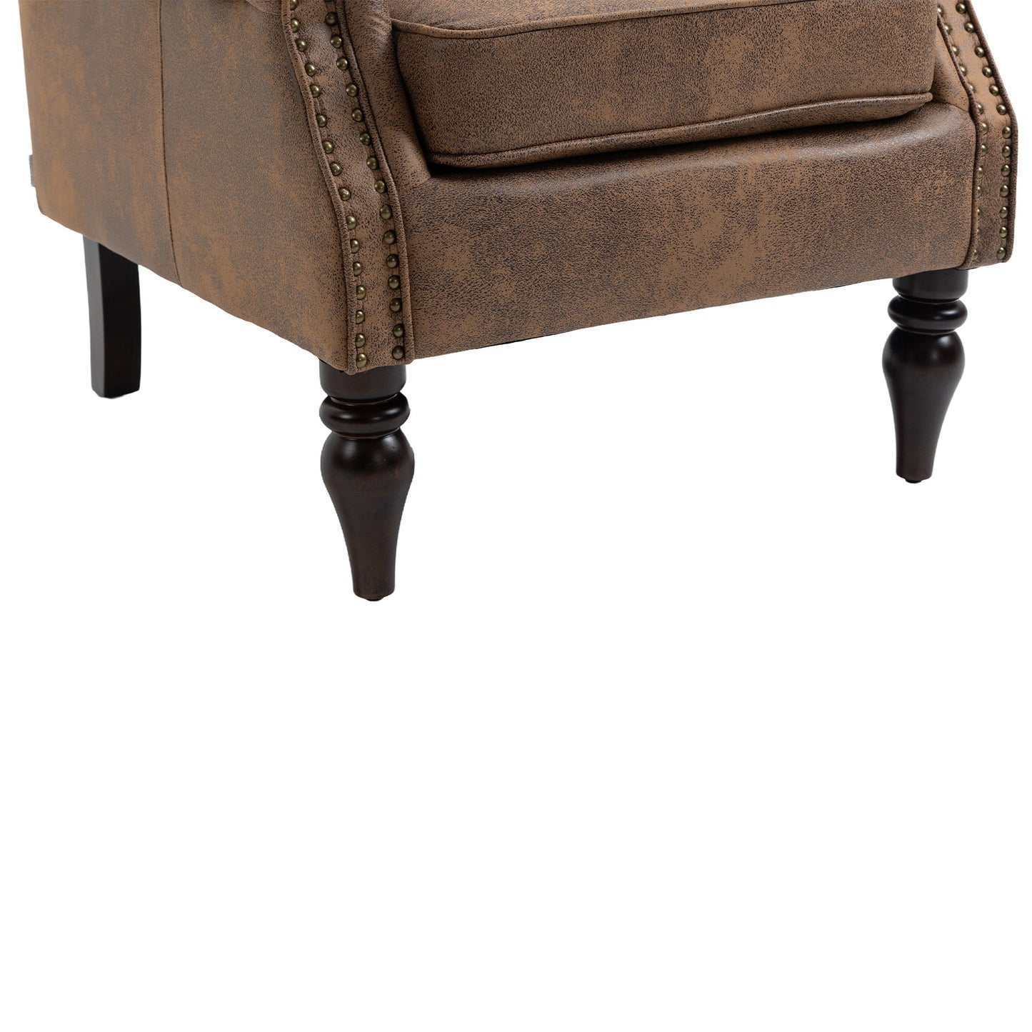 Modern Wood Frame Armchair With Sturdy Wood Legs And Microsuede Upholstery For Living Room