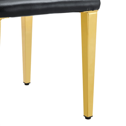 (Set of 4) Backrest Chairs With Gold Metal Legs A Perfect Pairing, Ideal For Minimalist And Modern Home Decor Styles - Black / Gold