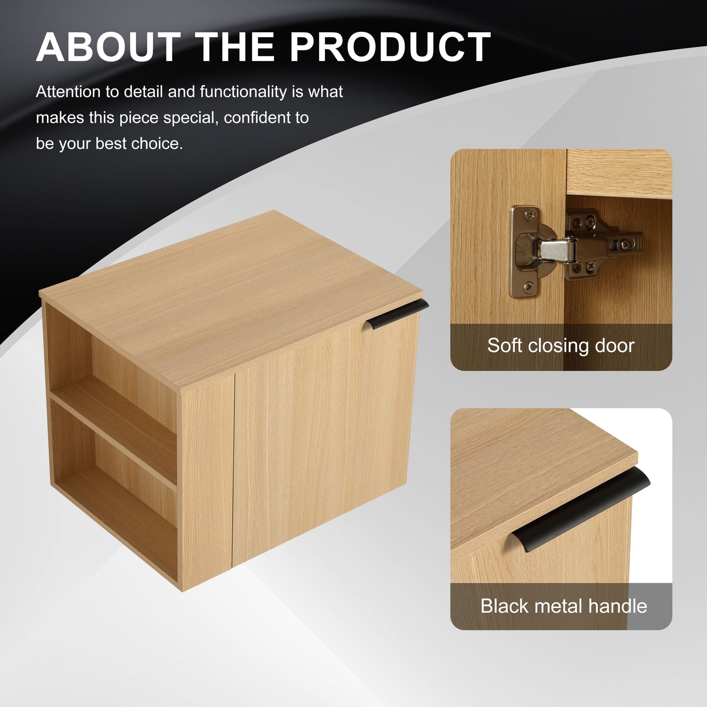 Modern Bathroom Vanity, Cabinet Set Without Sink - Oak