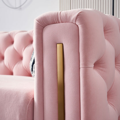 Chesterfield - Modern Tufted Velvet Living Room Sofa, 84.25''W Couch - Pink