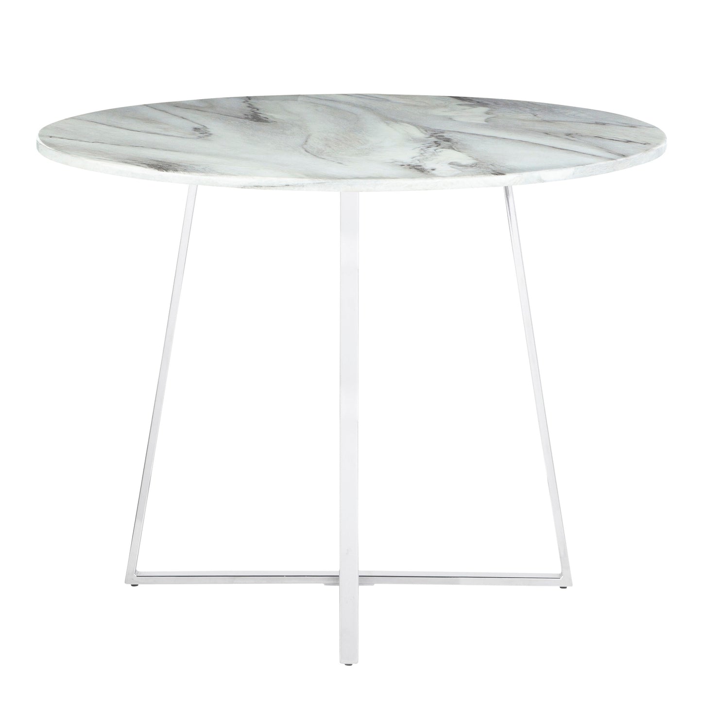 Cosmo - Contemporary / Glam Dining Table - Chrome / White
