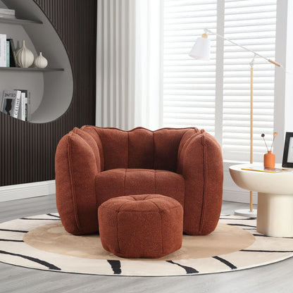 Soft Bean Bag Chair With High Resilient Foam (Chips) - Red / Brown