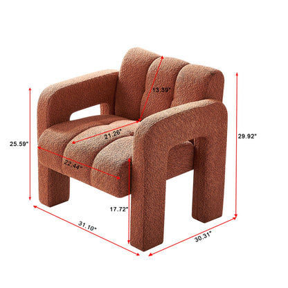 31.10" Wide Boucle Upholstered Accent Chair - Orange