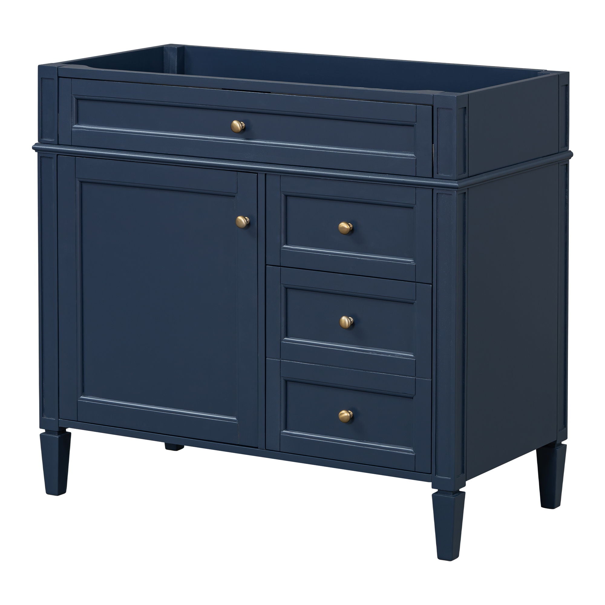 Bathroom Vanity Without Top Sink, Modern Bathroom Storage Cabinet With 2 Drawers And A Tip-Out Drawer, Frame (Not Include Basin Sink) - Blue