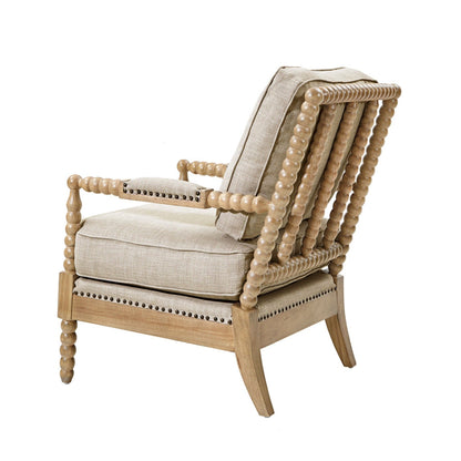 Fancy Design Arm Chair With Nailhead Trim - Light Gray / Camel Oak