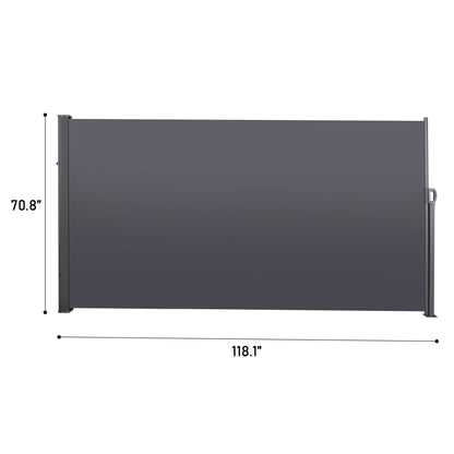 Retractable Side Screen Awning, Uv Resistant, Waterproof, Patio Privacy Screen For Garden, Balcony, Courtyard - Dark Gray