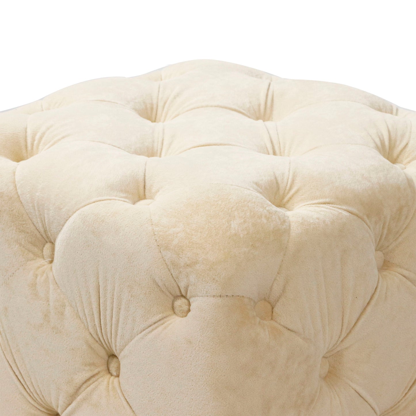 Modern Velvet Upholstered Ottoman, Exquisite Small End Table, Soft Foot Stool, Dressing Makeup Chair, Comfortable Seat For Living Room, Bedroom, Entrance - Beige