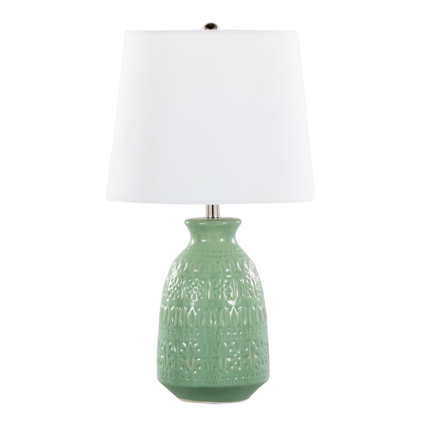 Claudia - Contemporary Lamp (Set of 2) - Sage Green / Polished Nickel / White