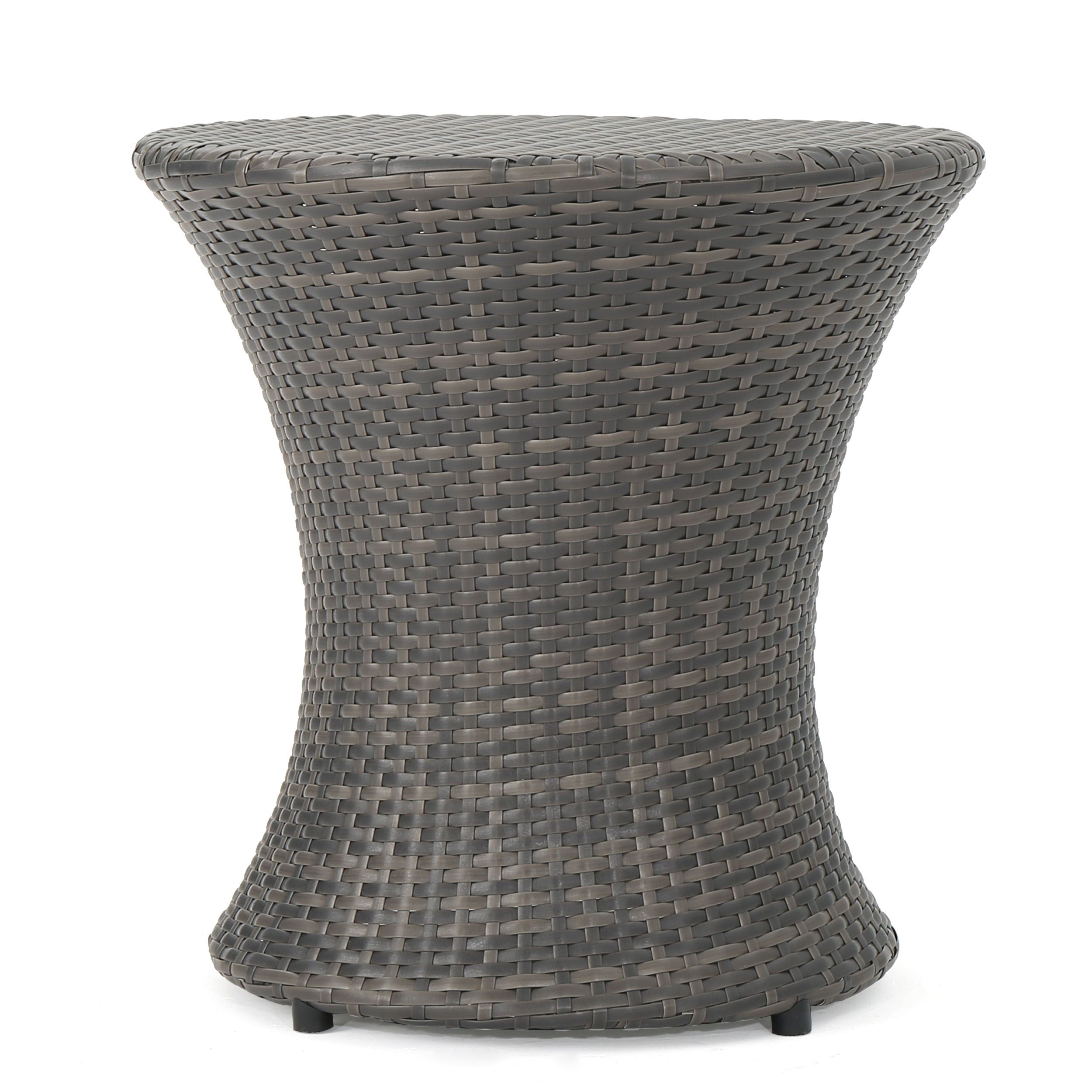 Thrive - Hourglass Rattan Table With No Glass Top - Gray