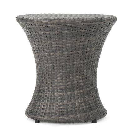 Thrive - Hourglass Rattan Table With No Glass Top - Gray