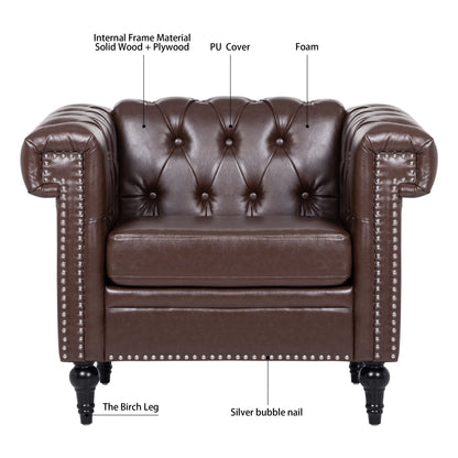1 Seater Aesthetic Sofa For Living Room - Brown