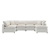 Modern Modular Cloud Sofa Bed, 6 Seat Chenille Sectional Couch Set With Ottoman, Free Combination, Convertible U Shaped Sleeper Sofa - Beige